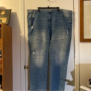 South Pole Jeans Mens Size 46 Blue Light Wash Distressed Thrashed Baggy Y2K